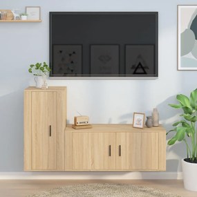 vidaXL 2pcs conjunto móveis de TV derivados de madeira carvalho sonoma
