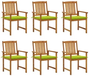 vidaXL Cadeiras de jardim com almofadões 6 pcs acácia maciça