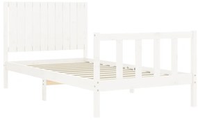 Estrutura de cama com cabeceira 100x200cm madeira maciça branco