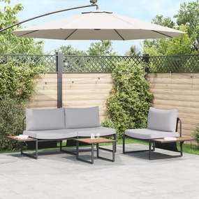 Conjunto de Sofá de Jardim VidaXL com Almofadas Cinza Claro em 3 Peças