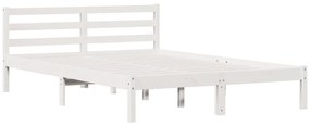 Cama com Cabeceira vidaXL Branca 140x220 cm Madeira Sólida Pinus