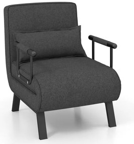 Cama dobrável conversível de 6 posições, poltrona, sofá-cama com travesseiro - preto