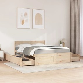 Cama com gavetas e colchão 160x200 cm pinho maciço