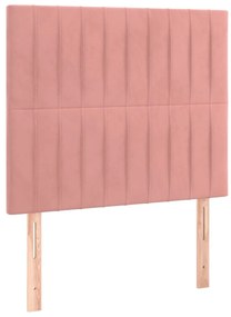 Cama box spring c/ colchão/LED 100x200 cm veludo rosa