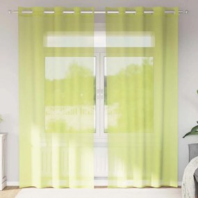vidaXL Cortinas de voile com ilhós 2 pcs verde-maçã 140x225 cm