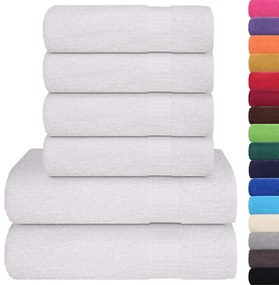 6pcs Conjunto toalhas banho 360 gsm 100% algodão branco