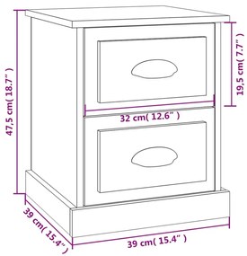 Mesa de cabeceira 2 pcs derivados de madeira carvalho fumado
