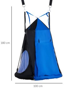 Baloiço com Tenda Infantil Baloiço Ninho com Porta Enrolável e 2 Janelas de Malha para Crianças e Adultos Carga Máxima 200kg Interior e Exterior Ø100x