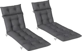 Outsunny Conjunto de 2 Almofadas para Espreguiçadeira Almofada para Banho de Sol Espessas Confortáveis 190x56x10 cm Cinza Escuro | Aosom Portugal