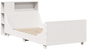 Cama sem colchão 100x200 cm madeira de pinho maciça branco