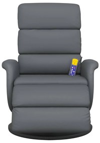 Cadeira massagens reclinável c/apoio pés couro artificial cinza