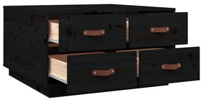 Mesa de centro 80x80x45 cm madeira de pinho maciça preto