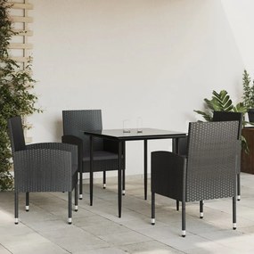 vidaXL 5 pcs conjunto de jantar para jardim vime PE e aço preto