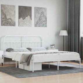 Estrutura de cama com cabeceira 160x200 cm metal branco