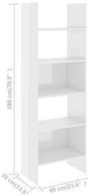 Estante 60x35x180 cm derivados de madeira branco brilhante