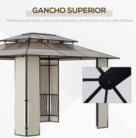 Pérgola de Jardim 3,6x3m Pérgola de Exterior com Cobertura de Policarb