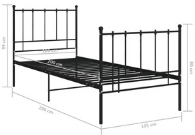 Estrutura de cama 100x200 cm metal preto