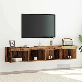 Armários de TV vidaXL com Luzes LED 2 pcs Madeira Velha 80x30x30 cm