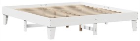 Cama sem colchão 200x200 cm madeira de pinho maciça branco