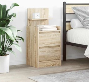 Mesas de cabeceira c/ 2 gavetas 2pcs 38x34x80cm carvalho sonoma