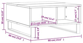 Mesa de centro 60x60x30 cm derivados de madeira cinza cimento