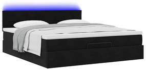 Estrutura de cama otomana com colchão 160x200 cm veludo preto