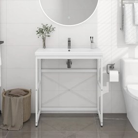Estrutura p/ lavatório casa de banho ferro 79x38x83 cm branco