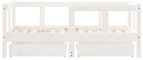 Estrutura cama infantil c/ gavetas 70x140cm pinho maciço branco