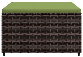 Apoios de pés para jardim com almofadões 2 pcs vime PE castanho