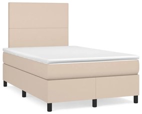 Cama boxspring c/ colchão 120x190cm couro artificial cappuccino