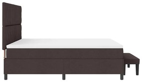 Cama Box com Colchão e Banco Marrom Escuro 180x200 cm Tecido