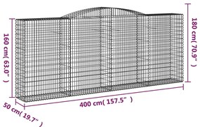 Cestos gabião arqueados 2pcs 400x50x160/180cm ferro galvanizado