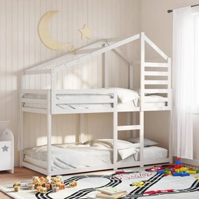 vidaXL Beliche com telhado 75x190 cm madeira de pinho maciça branco