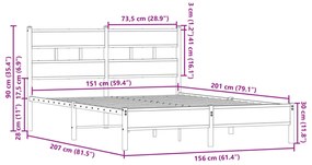 Cama sem colchão com cabeceira 150x200 cm carvalho sonoma