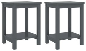 vidaXL Mesas de cabeceira 2pcs 35x30x47cm pinho maciço cinzento-escuro