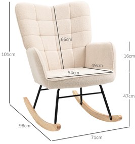 Cadeira Baloiço com Oscilação de 40° Pés de Madeira de Faia e Estrutura de Aço Carga Máxima 120 kg 71x92x101 cm Bege