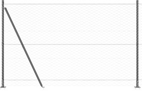 Cerca Hexagonal vidaXL Cinza 1,5x50 m Aço, Postes de Cerca vidaXL com
