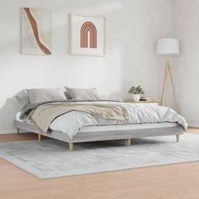 Estrutura de cama 200x200 cm derivados madeira cinzento sonoma