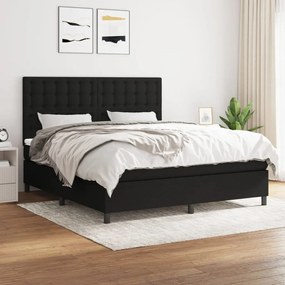 vidaXL Cama com molas/colchão 180x200 cm tecido preto