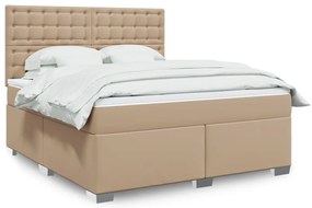 vidaXL Cama com molas/colchão 180x200 cm couro artificial cappuccino