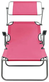 Espreguiçadeira com toldo aço rosa