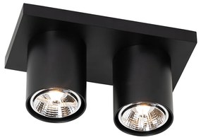 Spot de teto moderno preto 2 luzes - Tubo Moderno