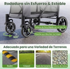 Carrinho para Cães de Grande Porte, 96 x 71 x 102,5 cm, Estrutura Dobrável, Cinzento