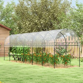 Estufa de jardim para tomates com 7 arcos de aço e cobertura de plástico, 6 x 1,23 x 1,71 m, verde