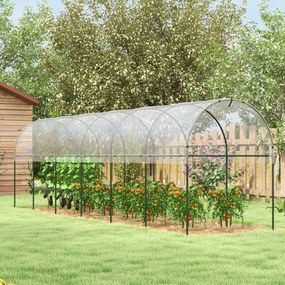 Estufa de jardim para tomates com 7 arcos de aço e cobertura de plástico, 6 x 1,23 x 1,71 m, verde