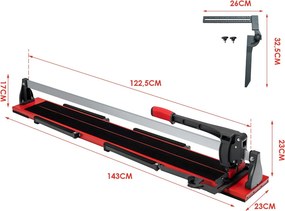 Máquina de corte de precisão para azulejos com 4 suportes ajustáveis Base espessa e estável 143 x 23 x 23 x 23 cm
