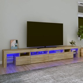 Móvel de TV com luzes LED 260x36,5x40 cm carvalho sonoma