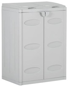 151226 vidaXL Caixote do lixo com 2 portas 65x45x88 cm PP cinzento-claro