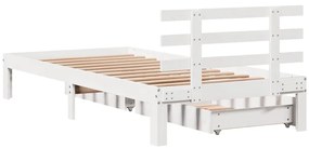Estrutura de cama c/ gavetas 90x200 cm pinho maciço branco