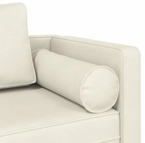 Chaise lounge com almofadões veludo creme